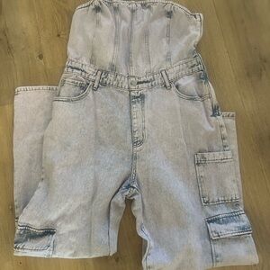 strapless jumpsuit Denim